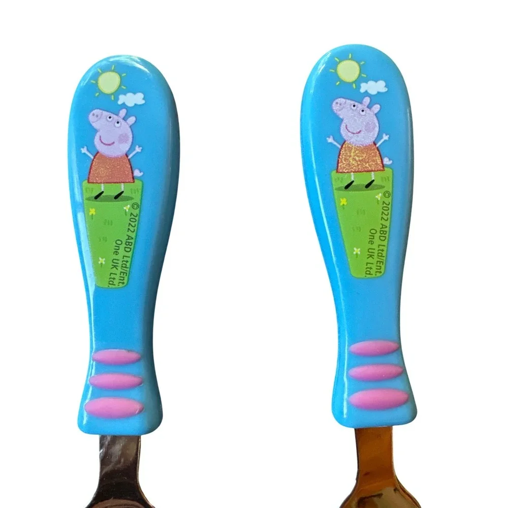 Zak Designs Peppa Pig Toddler Spoon and Fork Set Stainless Steel Blue Pink 2022
